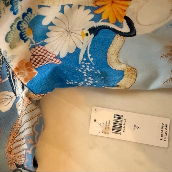 Anthropologie Blue and Cream Crane Bomber Jacket - Picture 4 of 4